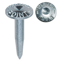 Survey Nail with flat round head &amp; centering mark, length 55 mm, "Survey Point" inscription