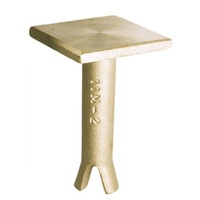 Brass plate with stem, 50 x 50 mm